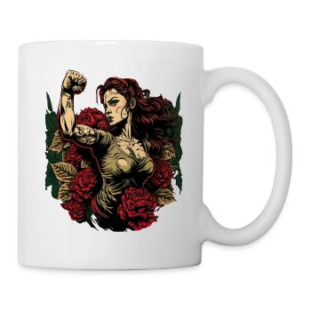 Strong Woman Mother Roses Mother's Day Gift - Mug - white - Right