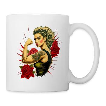 Strong Woman Mother Roses Mother's Day Gift - Mug - white - Right