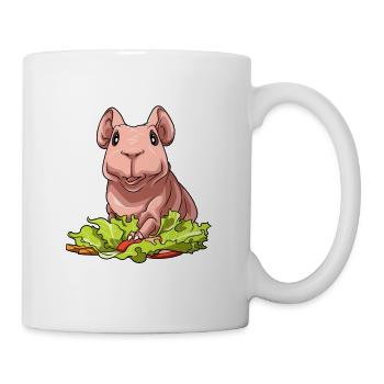 Nacktmeerschweinchen mit Salat - Tasse - Weiß - Rechts