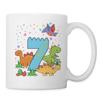 Herd of cute dinosaurs 7th birthday 7 - Mug - white - Right