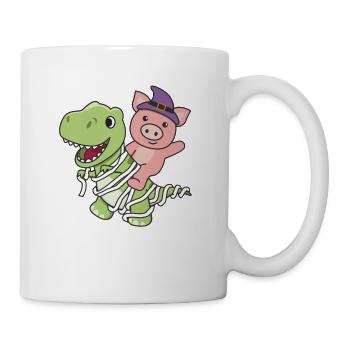 Cochon Joyeux Halloween T-Rex Costume de momie - Mug blanc - blanc - Droite