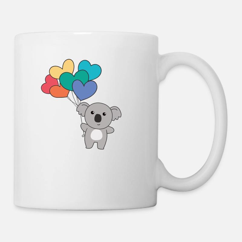 Regenbogen Herzen Pride LGBTQ Luftballons Koala - Tasse - Weiß