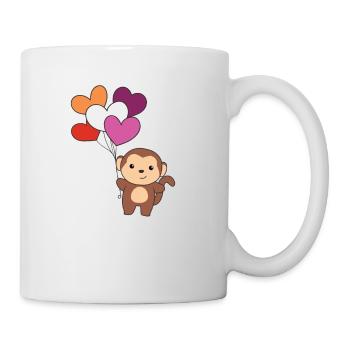 Lesbische Flagge Ballon Herzen Pride LGBTQ Affe - Tasse - Weiß - Rechts