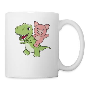 Promenades en cochon sur le dino sucré T-Rex avec des cochons - Mug blanc - blanc - Droite