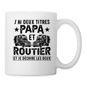 Papa Routier Camionneur Camion Chauffeur - Mug blanc - blanc - Droite