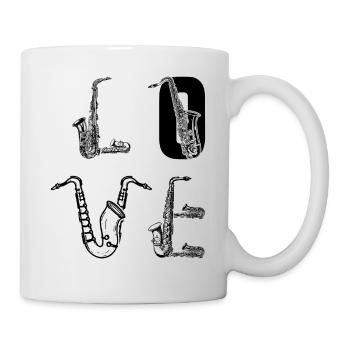 LOVE Saxophone Instrument Saxophonist Saxophone Pl - Tasse - Weiß - Rechts