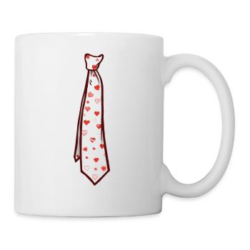 Valentines Day Neck Tie for Men Heart Youth Kids - Mug - white - Right