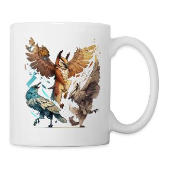 Dancing Birds - Vogel Party - tanzende Vögel - Tasse - Weiß - Rechts