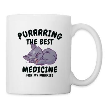 Best Medicine Purring Cat Positivity Cat Lover - Mug - white - Right