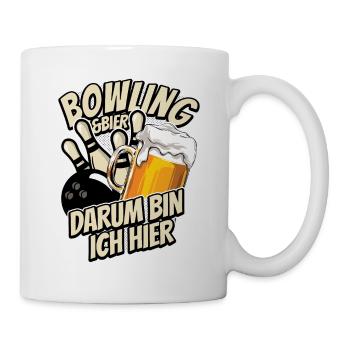 Bowling & Bier - darum bin ich hier - Bowlingbahn - Tasse - Weiß - Rechts