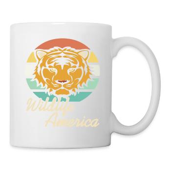 Wildlife America Retro Tiger Animal Lover Designs - Tasse - Weiß - Rechts