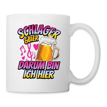 Schlager & Bier - darum bin ich hier - Musik - Tasse - Weiß - Rechts