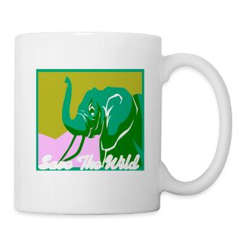 Save The Wild Retro Elephant Animal Lover Designs - Mug - white - Right