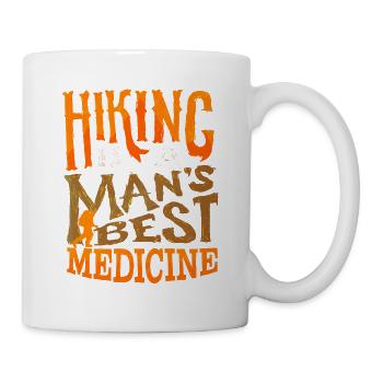 Hiking Is A Man's Best Medicine Retro Hiker - Tasse - Weiß - Rechts