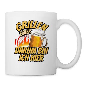 Grillen & Bier - darum bin ich hier - Barbecue - Tasse - Weiß - Rechts