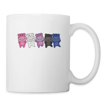 Genderfluid Flag Pride LGBTQ Cute Hippo - Mug - white - Right
