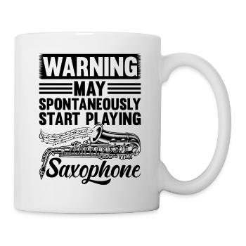 Warning May Spontaneously Start Playing Saxophones - Mug - white - Right