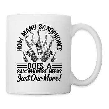 De combien de saxophones un saxophoniste a-t-il besoin ? Juste - Mug blanc - blanc - Droite