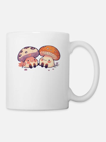 Kawaii Pilze Cottagecore Vintage für Pilzliebhaber - Tasse - Weiß