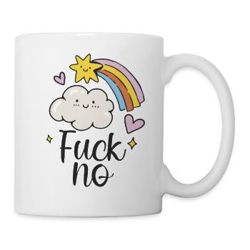 Fuck No glückliche Wolke Sternenschnuppe Herzen - Tasse - Weiß - Rechts