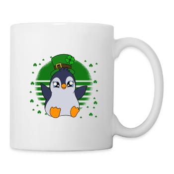 Cute Penguin Shamrocks Saint Patrick's Day Penguin - Mug - white - Right