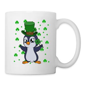 Cute Penguin Shamrocks Saint Patrick's Day Penguin - Mug - white - Right