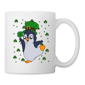 Cute Penguin Shamrocks Saint Patrick's Day Penguin - Mug - white - Right