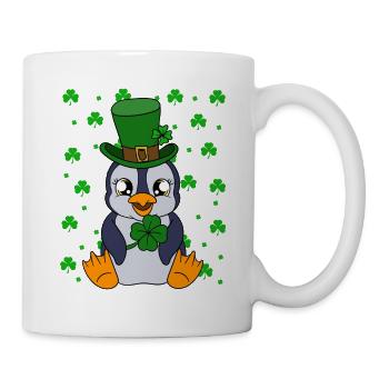 Cute Penguin Shamrocks Saint Patrick's Day Penguin - Mug - white - Right