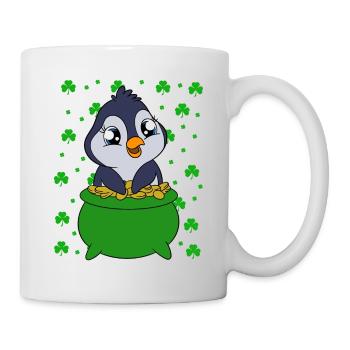 Cute Penguin Shamrocks Saint Patrick's Day Penguin - Mug - white - Right