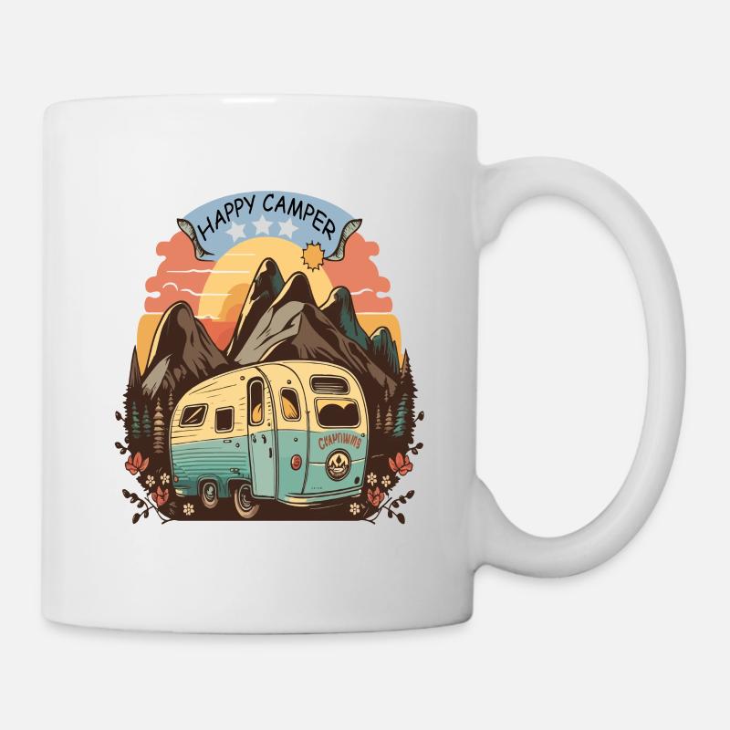 Glücklicher Camper - Tasse - Weiß