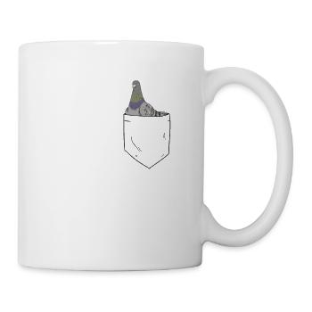 Taube in Brusttasche Taubenzüchter - Tasse - Weiß - Rechts