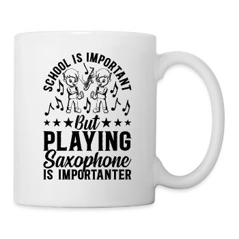 L’école est importante mais jouer du saxophone est important - Mug blanc - blanc - Droite