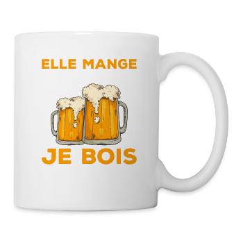 Elle Mange Pour Deux Je Bois Four Trois - Mug blanc - blanc - Droite