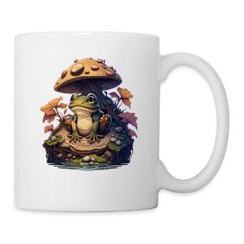 Frosch mit Pilzen Frösche Kröte Amphibie - Tasse - Weiß - Rechts