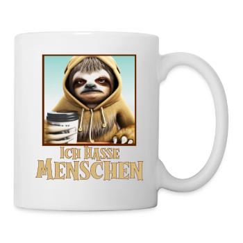 Witziges Faultier mit Kaffee und lustigem Spruch - Tasse - Weiß - Rechts