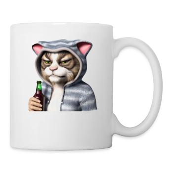 Lustiger Kater, Der tut nix der will nur Bier - Tasse - Weiß - Rechts