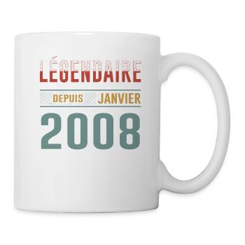 Légendaire Depuis Janvier 2008 Anniversaire - Mug blanc - blanc - Droite