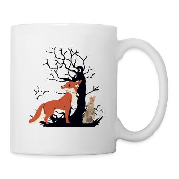 Animaux sauvages Animaux forestiers Renard Lièvre Chasse au lapin - Mug blanc - blanc - Droite
