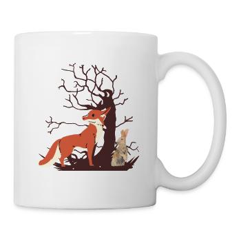 Faune, animaux des bois, renard, lapin, cadeau de Noël - Mug blanc - blanc - Droite