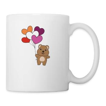 Lesbische Flagge Ballon Herzen Pride LGBTQ Quokka - Tasse - Weiß - Rechts