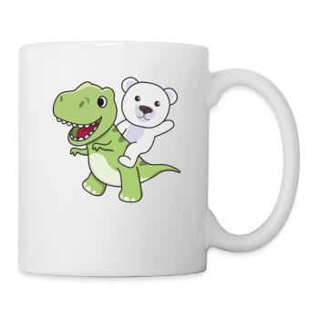 Polar bear rides on T-Rex cute dino with polar bears - Mug - white - Right
