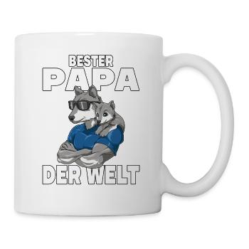 Bester Papa der Welt Vatertag Vater Wolf für - Tasse - Weiß - Rechts