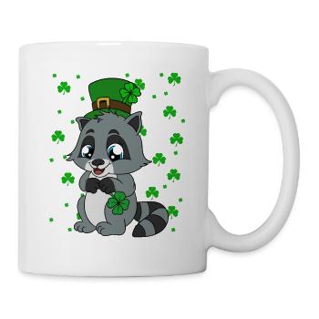 Waschbär Kleeblätter Saint Patrick's Day - Tasse - Weiß - Rechts