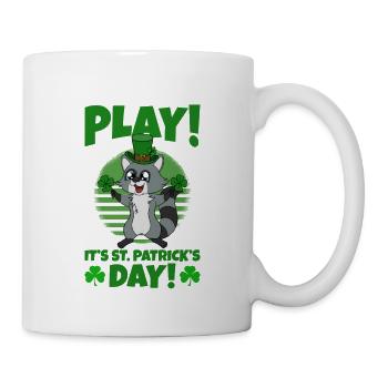 Waschbär Kleeblätter Saint Patrick's Day - Tasse - Weiß - Rechts