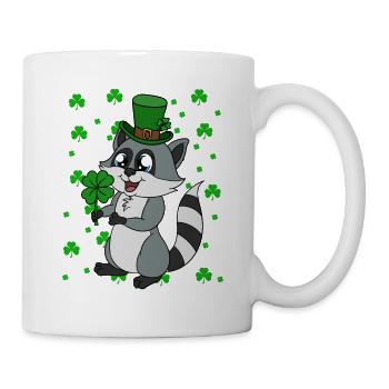 Waschbär Kleeblätter Saint Patrick's Day - Tasse - Weiß - Rechts
