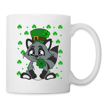 Waschbär Kleeblätter Saint Patrick's Day - Tasse - Weiß - Rechts