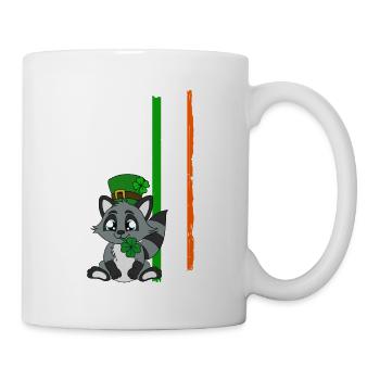 Waschbär Kleeblätter Saint Patrick's Day - Tasse - Weiß - Rechts