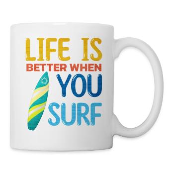 Surfing Life Is Better When U Surf Funny Surfer - Mug - white - Right