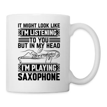 Dans ma tête, je joue du saxophone - Saxophone Playe - Mug blanc - blanc - Droite