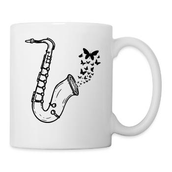 Saxophone Butterflies Saxophonist Sax Player - Tasse - Weiß - Rechts